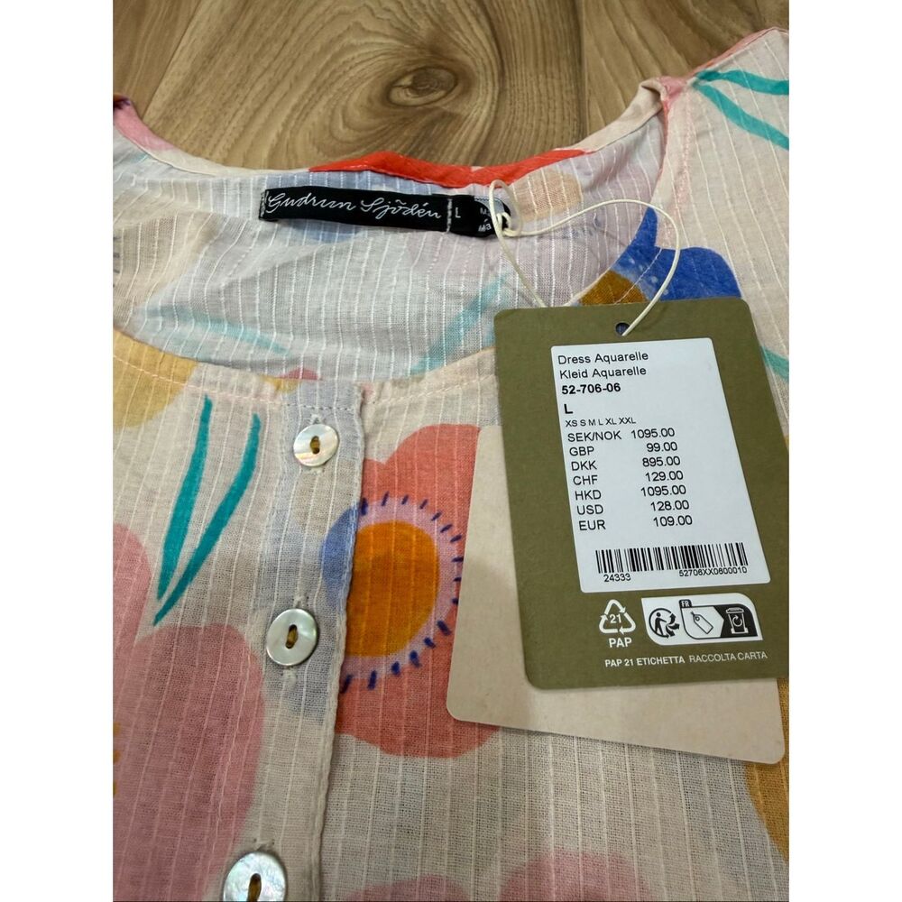 Gudrun Sjoden NWT “Aquarelle” woven dress size large - Picture 6 of 8